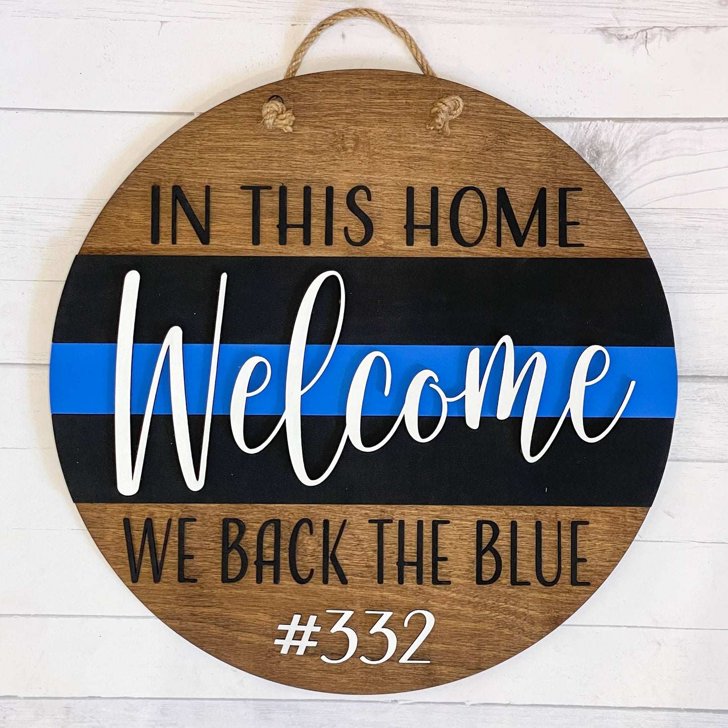 Wooden Police 'Back the Blue' Door Hanger