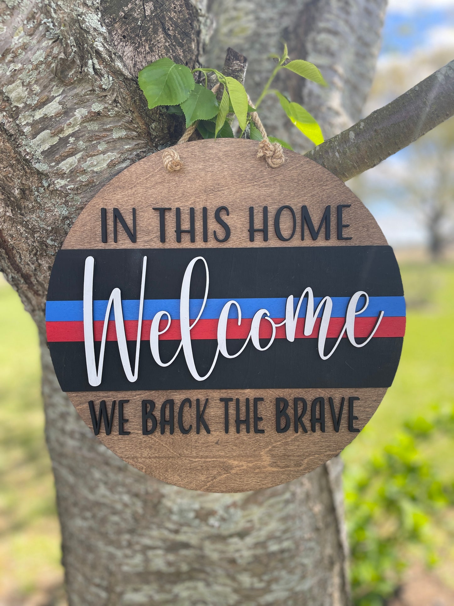 Wooden First Responder 'Back the Brave' Door Hanger