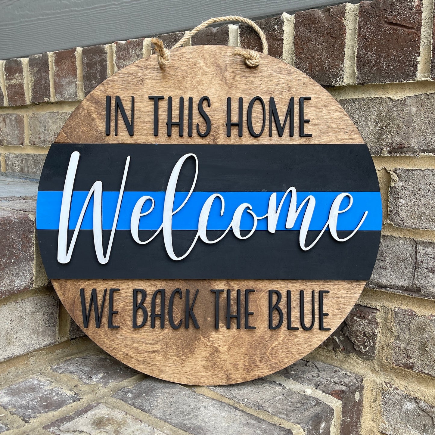 Wooden Police 'Back the Blue' Door Hanger